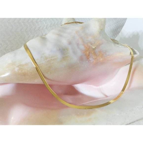 Herringbone Necklace, Italian Gold 18K Gold Plated Magic Flat Snake Choker Chain - Picture 3 of 6